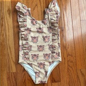 Kate Quinn Tiger Side Ruffle Tank Swimsuit